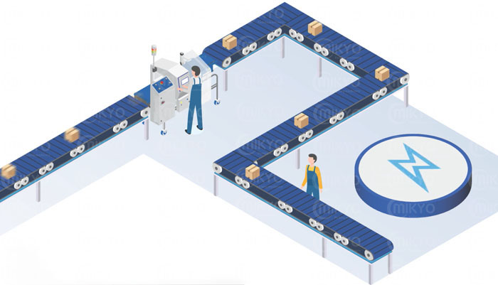 Cân băng tải liên tục trong dây chuyền vận chuyển thùng carton