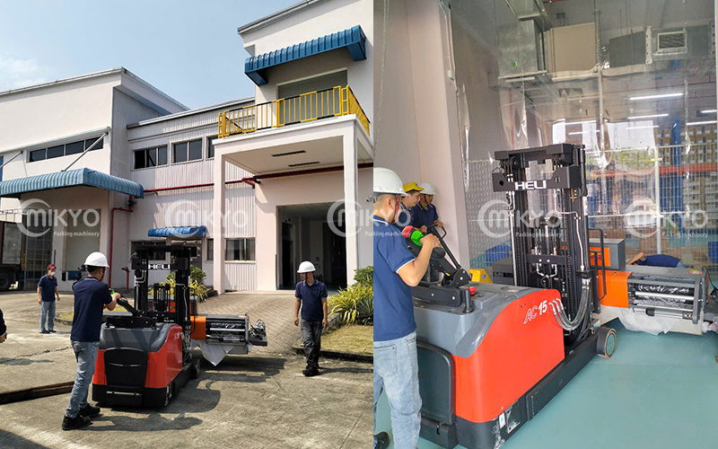 Máy quấn màng pallet MK-1624-PS lắp đặt nhà máy khách hàng