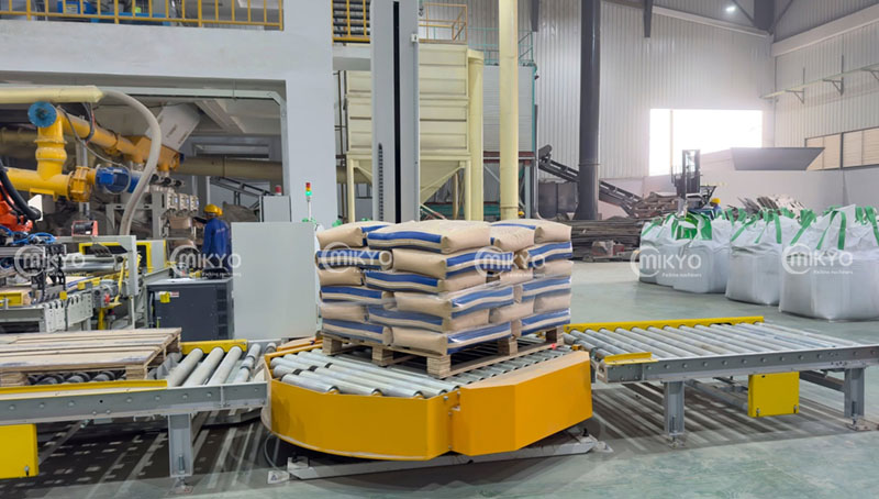 Dây chuyền tự động hóa - Hệ robot bốc xếp kết hợp máy quấn màng công nghiệp